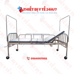 GIƯỜNG BỆNH NHÂN INOX 1 TAY QUAY NÂNG ĐẦU