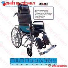 Xe lăn đa năng có bô vệ sinh ngả nằm chống lật Lucass X7A