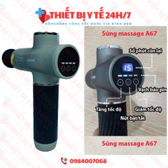 Súng massage cầm tay công nghệ Mỹ Lucass A67 có 4 đầu - 6 tốc độ - màn hình điện tử