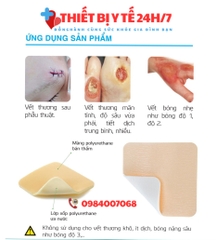 Gạc hút dịch chống loét vô trùng HETIS PU Foam 10x10cm - Vết loét tỳ đè, vết loét bỏng, vết thương hở nhiều dịch
