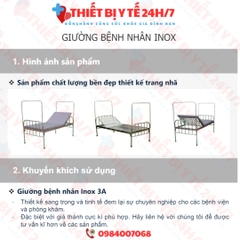GIƯỜNG BỆNH NHÂN INOX CƠ BẢN NÂNG ĐẦU BẰNG BẢN LỀ