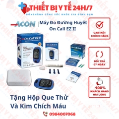 [Bảo Hành Trọn Đời] Máy Đo Đường Huyết On Call® EZ II Kèm Hộp 25 Que Thử Đường Huyết Và 25 Kim Lấy Máu