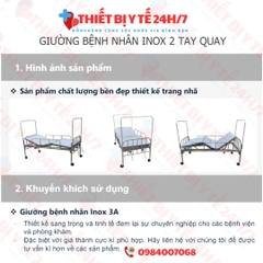 GIƯỜNG BỆNH NHÂN INOX 2 TAY QUAY NÂNG ĐẦU,NÂNG CHÂN