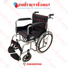 Xe lăn vải kẻ có phanh Lucass X75 mẫu mới nhất