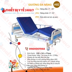 Giường bệnh nhân 2 tay quay 3 chức năng Akiko A82 có bô vệ sinh