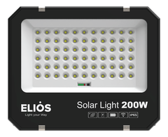 Đèn pha năng lượng mặt trời ELIOS 200W, Pin Lithium 3.2V 20Ah, Tấm NLMT 20W/5V, KT đèn 360.5*300.5*46.5mm