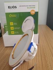 Đèn Downlight viền phẳng pha vàng gold, 7w, ánh sáng ba màu
