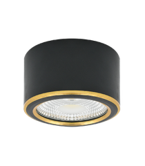 Đèn downlight nổi COB 7W, ánh sáng đa sắc, màu đen viền gold, size ￠90*H53mm