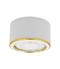 Đèn downlight nổi COB 12W, ánh sáng ấm, màu trắng viền gold, size ￠116*H58mm