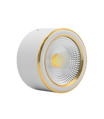 Đèn downlight nổi COB 7W, ánh sáng ấm, màu đen viền gold, size ￠90*H53mm