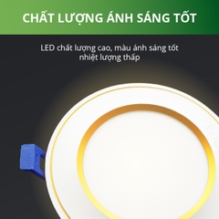 Đèn Downlight viền cong pha màu bạc, 7w, ánh sáng ấm