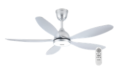 Quạt trần đèn DC 52inch, 5 cánh, động cơ 38W, đèn 24w, màu bạc