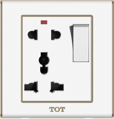 Bộ ổ đa năng+ổ 2 chấu+1 công tắc+1 LED , màu trắng