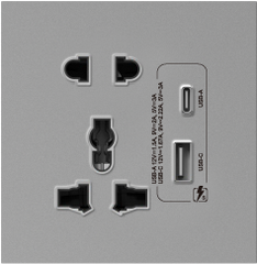 Bộ ổ đa năng + ổ 2 chấu + ổ type C + ổ USB 20W , màu  ghi