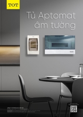 Tủ aptomat âm tường 5-7P, đế nhựa, cửa mở lên