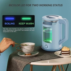 Ấm siêu tốc thủy tinh 2 lớp 1.8L 1500W, Màu xanh nước biển