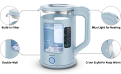 Ấm siêu tốc thủy tinh 2 lớp 1.8L 1500W, Màu xanh nước biển