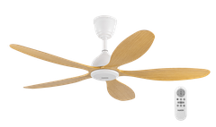 Quạt trần DC 52inch, 5 cánh, động cơ 38W, màu gỗ nhạt+trắng