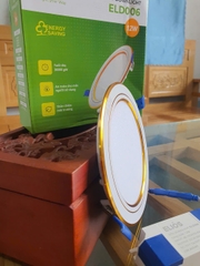 Đèn downlight siêumỏng 12W-3CCT, SMD, điện áp: AC85-265V 50/60HZ, khung nhôm, viền vàng + trắng, bảo hành 2 năm