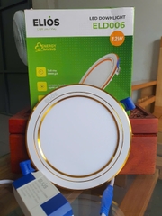 Đèn downlight siêumỏng 12W-3CCT, SMD, điện áp: AC85-265V 50/60HZ, khung nhôm, viền vàng + trắng, bảo hành 2 năm
