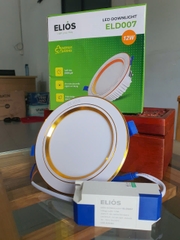 Đèn downlight siêu mỏng 12W-3CCT, SMD, điện áp: AC85-265V 50/60HZ, khung nhôm, viền vàng + trắng, bảo hành 2 năm
