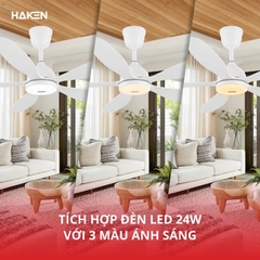 Quạt trần đèn DC 56inch, 5 cánh, động cơ DC 55W, đèn 24W, màu trắng HK-QT26WH