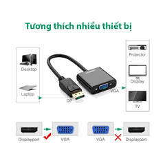 CÁP CHUYỂN ĐỔI TỪ DISPLAYPORT SANG VGA UGREEN 20415 15CM