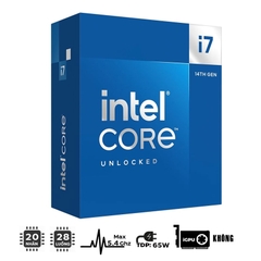 CPU Intel Core i7-14700F (UP TO 5.4GHZ, 20 NHÂN 28 LUỒNG, 33MB CACHE, 65W) [ BOX CHÍNH HÃNG ]
