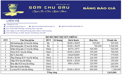Bộ đồ thờ họa tiết sen truyền thống 1,57m  gốm chu đậu