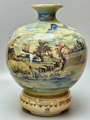 Bình hút lộc H35 vs H45 sơn thủy hữu tình vân mây xanh coban gốm chu đậu vẽ vàng