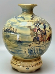 Bình hút lộc H35 vs H45 sơn thủy hữu tình vân mây xanh coban gốm chu đậu vẽ vàng