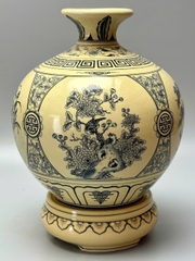 Bình hút lộc tứ cảnh tùng cúc sen đào H30 gốm chu đậu truyền thống