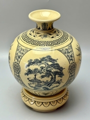 Bình hút lộc tứ cảnh tùng cúc sen đào H30 gốm chu đậu truyền thống