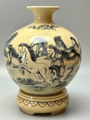 Bình hút tài lộc mã đáo thành công H30 gốm chu đậu truyền thống