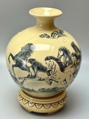 Bình hút tài lộc mã đáo thành công H30 gốm chu đậu truyền thống