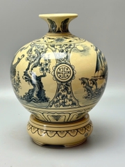 Bình hút tài lộc nhị cảnh thuận buồm xuôi gió và công đào gốm chu đậu truyền thống