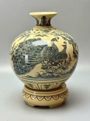 Bình hút tài lộc nhị cảnh thuận buồm xuôi gió và công đào gốm chu đậu truyền thống