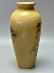 Bình như ý họa tiết chim đào cao 35cm gốm Chu Đậu vẽ vàng 24k