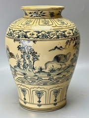 Bình thiên nga cao 33cm gốm Chu Đậu kẻ vàng 24k