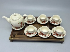 Bộ ấm chén hoa đào chu đậu truyền thống