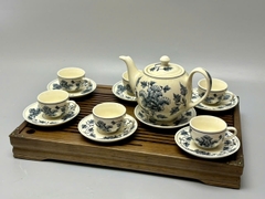 Bộ ấm chén hoa hoa mẫu đơn gốm chu đậu truyền thống