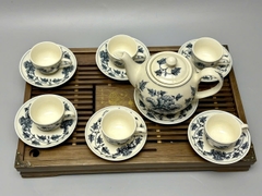 Bộ ấm chén hoa hoa mẫu đơn gốm chu đậu truyền thống