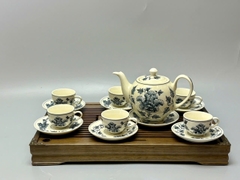 Bộ ấm chén hoa hoa mẫu đơn gốm chu đậu truyền thống