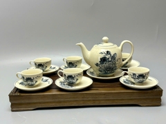 Bộ ấm chén hoa sen truyền thống gốm chu đậu