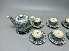 Bộ ấm chén họa tiết cành trúc gốm chu đậu truyền thống