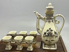 Bộ ấm rót rượu vẽ vàng 24k  gốm Chu Đậu