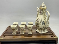 Bộ ấm rót rượu vẽ vàng 24k  gốm Chu Đậu