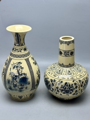 Cặp bình hoa làm tỳ bà cao 38cm và 43cm gốm Chu Đậu truyên thống