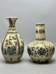 Cặp bình hoa làm tỳ bà cao 38cm và 43cm gốm Chu Đậu truyên thống