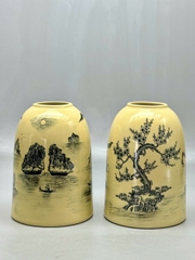 Cặp Chuông Họa Tiết Thuận Buồm Xuôi Gió, Mã Đáo Thành Công Cao 21cm Gốm Chu Đậu Truyền Thống
